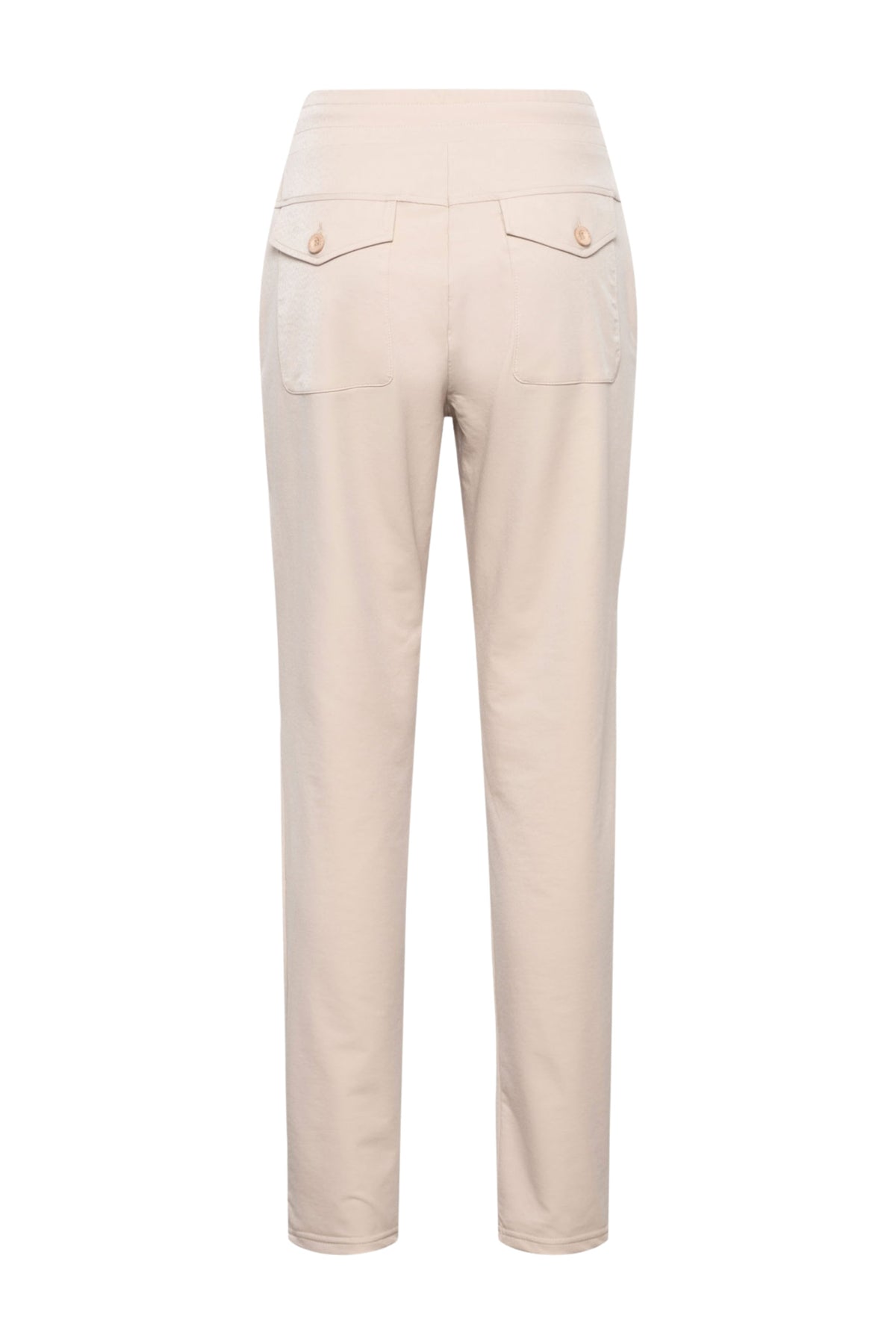 Zwarte Heavy Travel Broek Penny Sand van &Co Woman, comfortabele reisbroek met rechte snit en elastische taille.