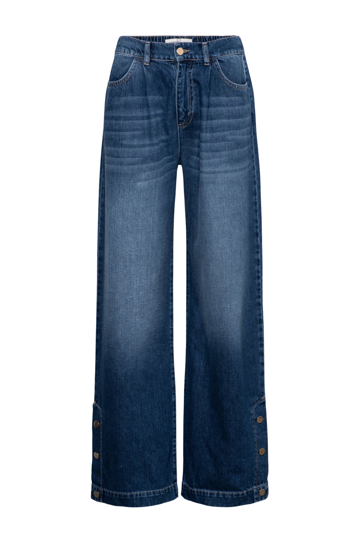 Donkere denim jeans van &Co woman Jacey Dark Denim, getailleerd model met klassieke pasvorm en stevige stof.
