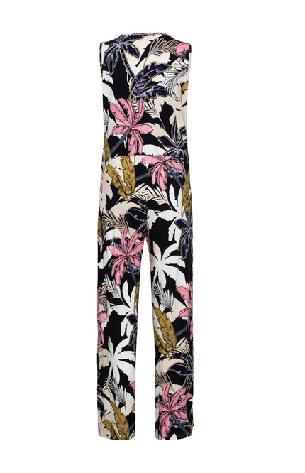 &Co woman Jumpsuit Pancha Palm Black Multi JU111 Stretchshop.nl