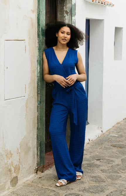 &Co woman Jumpsuit Tamarinde Cobalt JU113 Stretchshop.nl