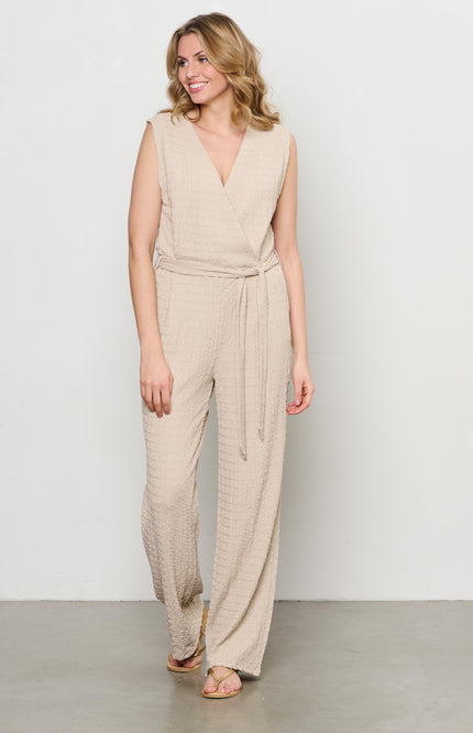 &Co woman Jumpsuit Tamarinde Sand JU113 Stretchshop.nl