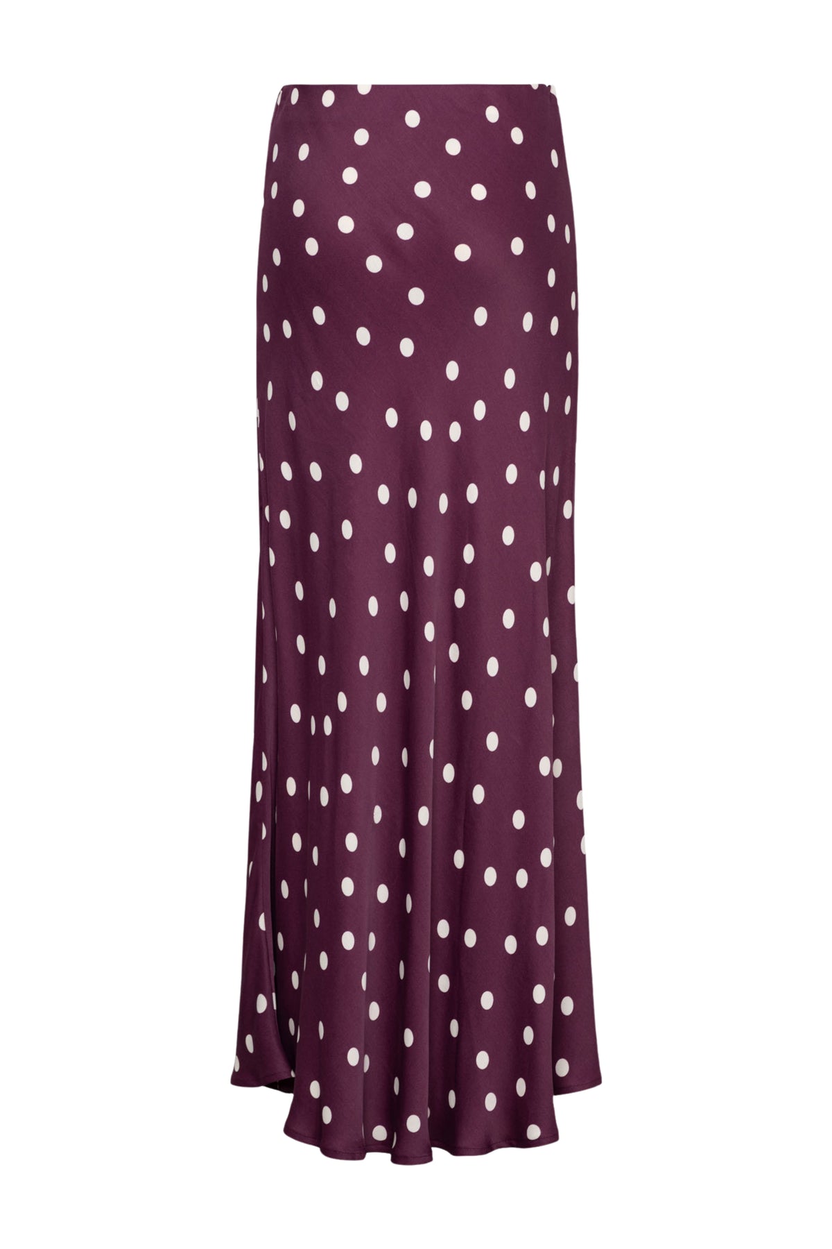 Lange rok van &Co woman, Bibbi Dot Plum Multi, met een kleurrijk dots patroon en wijde pasvorm, zichtbaar in de afbeelding.