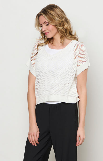 &Co woman Top Beth Off White PU131 Stretchshop.nl