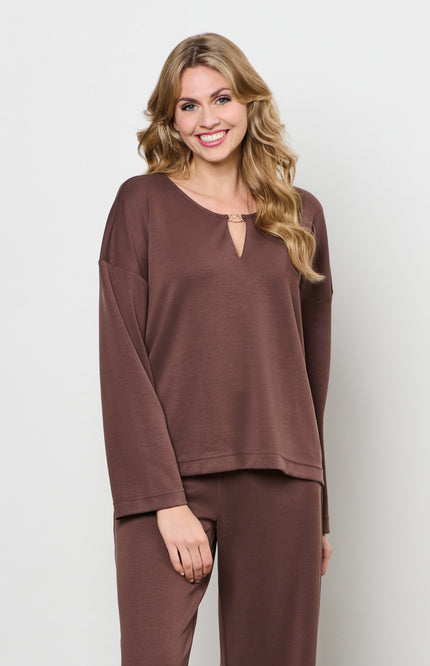 &Co woman Top Daca Chocolate TO308 Stretchshop.nl