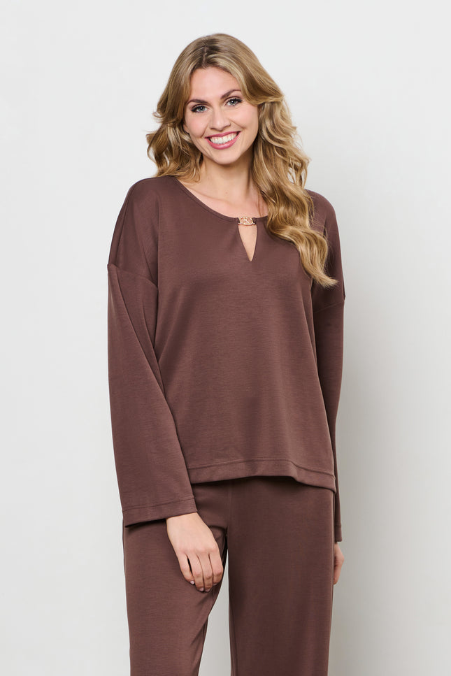 &Co woman Top Daca Chocolate TO308 Stretchshop.nl