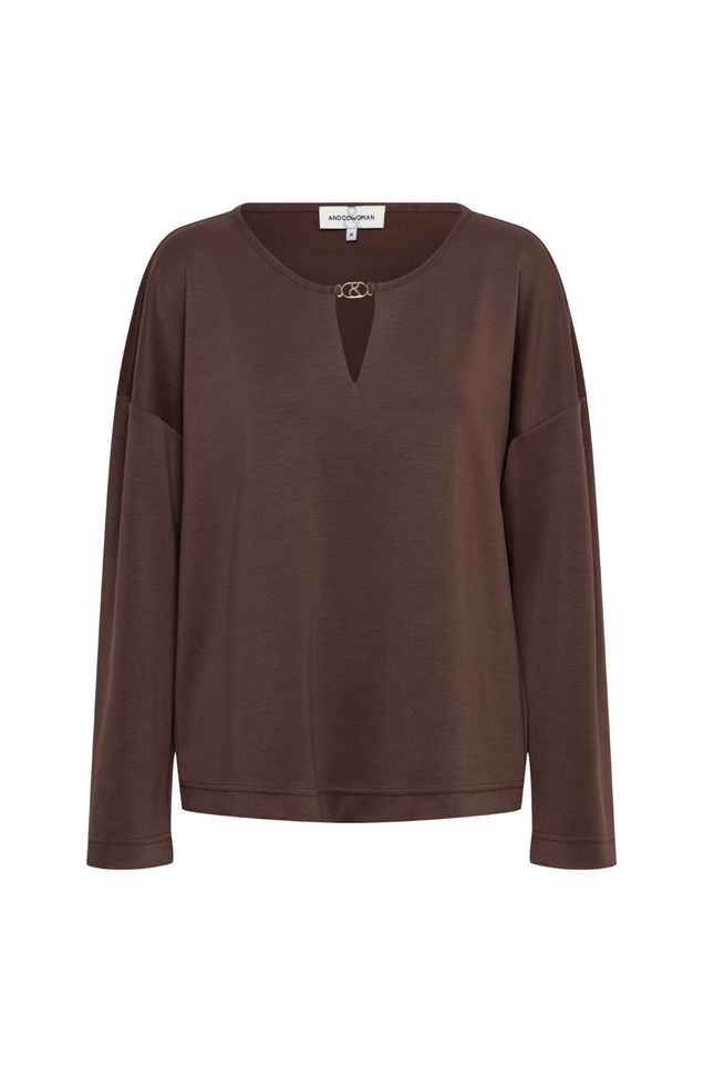 &Co woman Top Daca Chocolate TO308 Stretchshop.nl