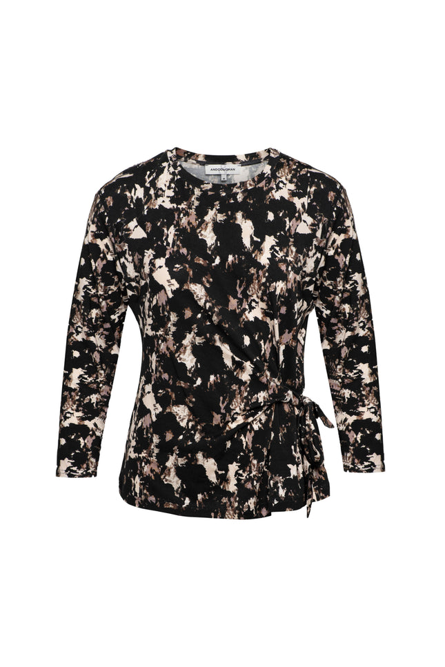&Co woman Top Lizzy Rock Chocolate Multi TO312 Stretchshop.nl