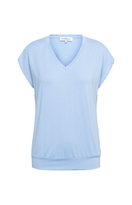 &Co woman Top Lucia Chambray Blue TO280 Stretchshop.nl