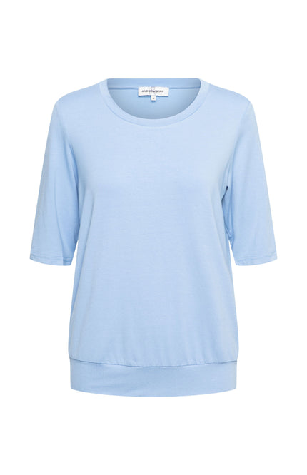 &Co woman Top Lucille Chambray Blue TO279 Stretchshop.nl