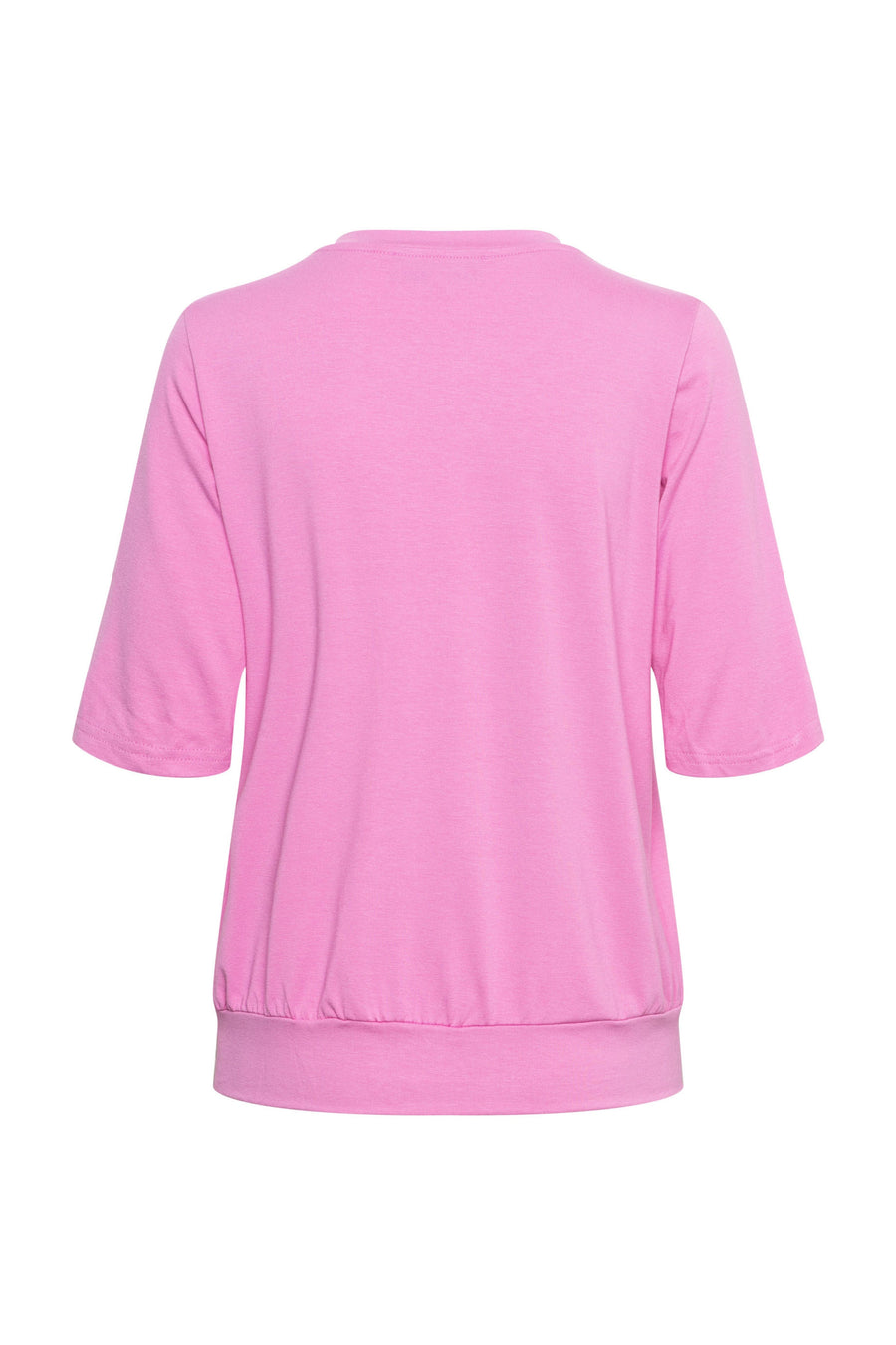 Roze top Lucille van &Co woman, casual en stijlvol, zichtbaar met ronde hals en zachte stofkwaliteit.
