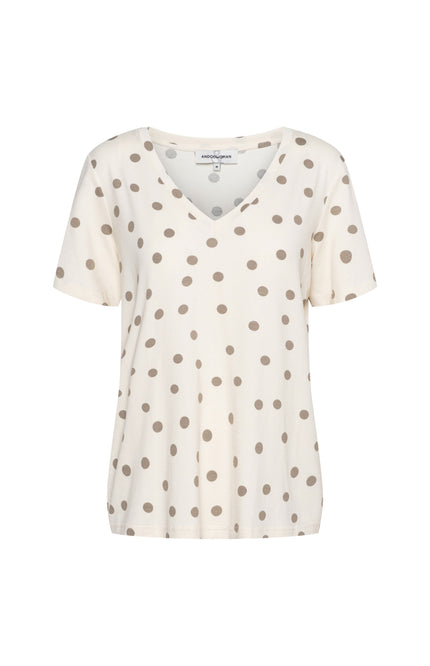 &Co woman Top Marley Dot Vanilla Khaki TO373 Stretchshop.nl