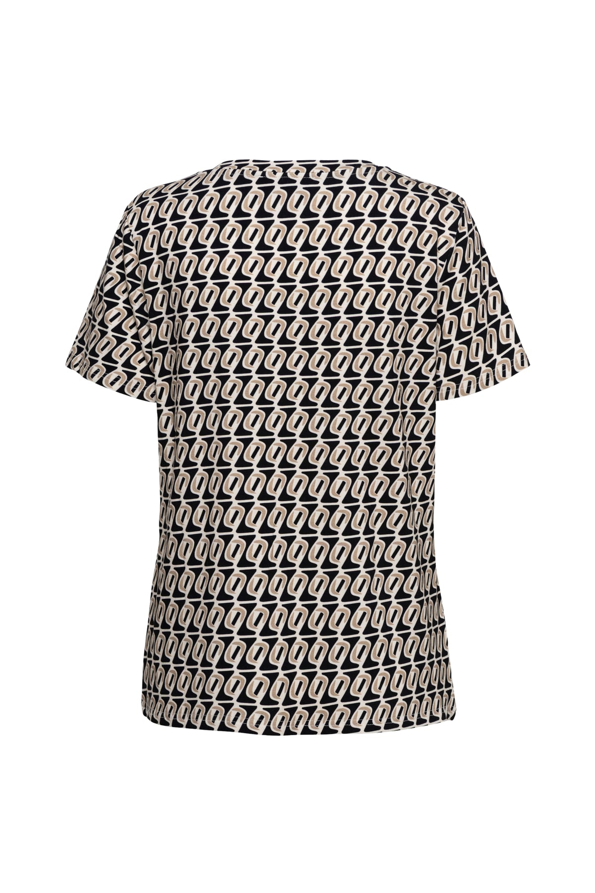 Luchtige damestop van &Co woman met kleurrijk Marley Moon Sunset print, korte mouwen en comfortabele pasvorm.