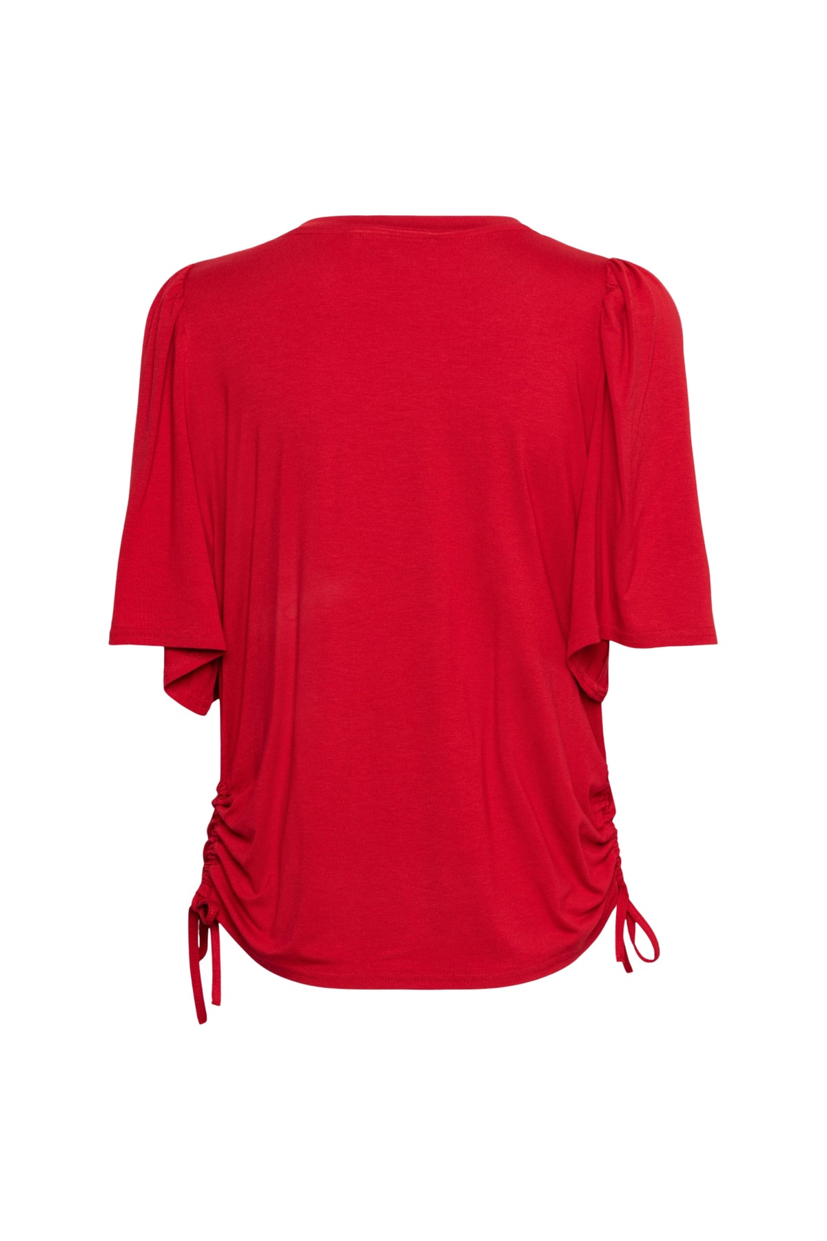 Rode Misha Stone top van &Co woman, comfortabele damesblouse met ronde hals en korte mouwen, stijlvolle casual look