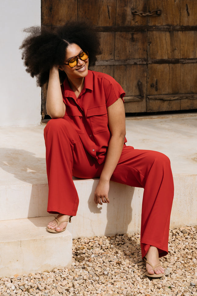 &Co woman Top Nuri Stone Red BL365 Stretchshop.nl