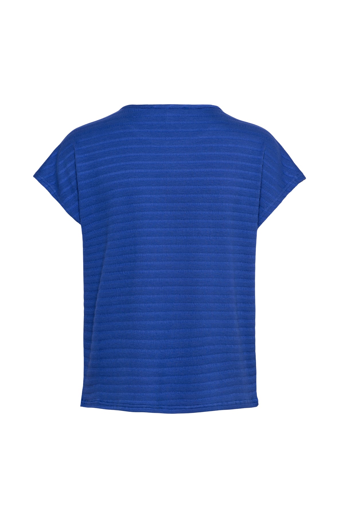 Lichtblauwe top Rozan Iris TO306 van &Co woman, casual damestop met ronde hals en korte mouwen, gedragen door een model.