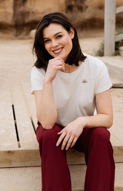 &Co woman Top Tosca Vanilla Claret TS150 Stretchshop.nl