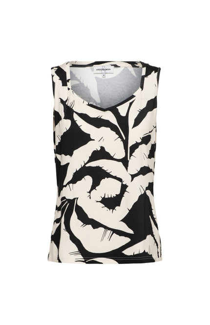&Co woman Top Via Banana Leaf Black Multi SG109 Stretchshop.nl