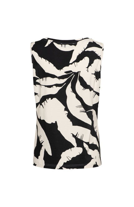 &Co woman Top Via Banana Leaf Black Multi SG109 Stretchshop.nl