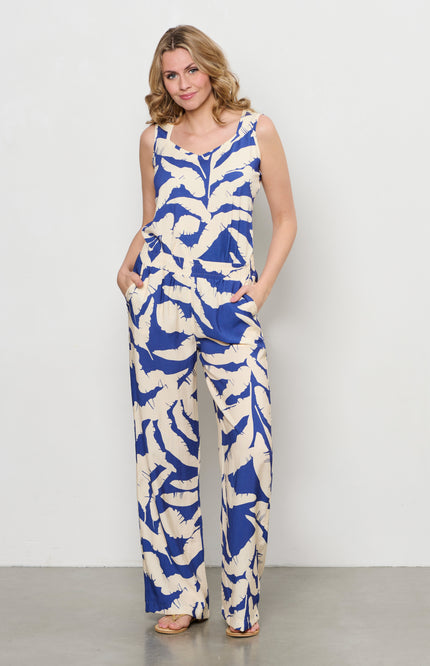 &Co woman Top Via Banana Leaf Cobalt Multi SG109 Stretchshop.nl