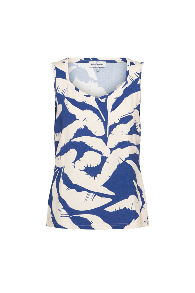&Co woman Top Via Banana Leaf Cobalt Multi SG109 Stretchshop.nl