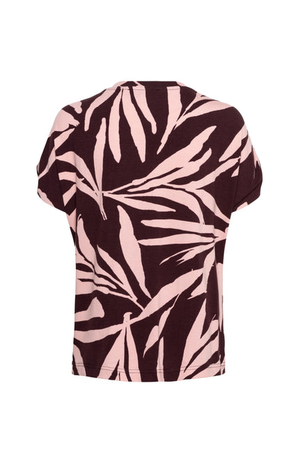 &Co woman Top Viana Leaf Aubergine Multi TO292 Stretchshop.nl