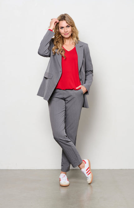 &Co woman Travel blazer pepita stripe grey bz163 Stretchshop.nl
