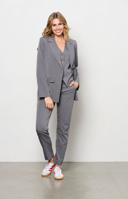 &Co woman Travel blazer pepita stripe grey bz163 Stretchshop.nl