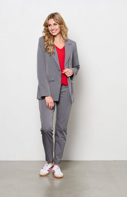 &Co woman Travel blazer pepita stripe grey bz163 Stretchshop.nl