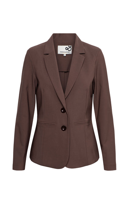 &Co woman Travel Blazer Phileine Chocolate BZ110-2 Stretchshop.nl