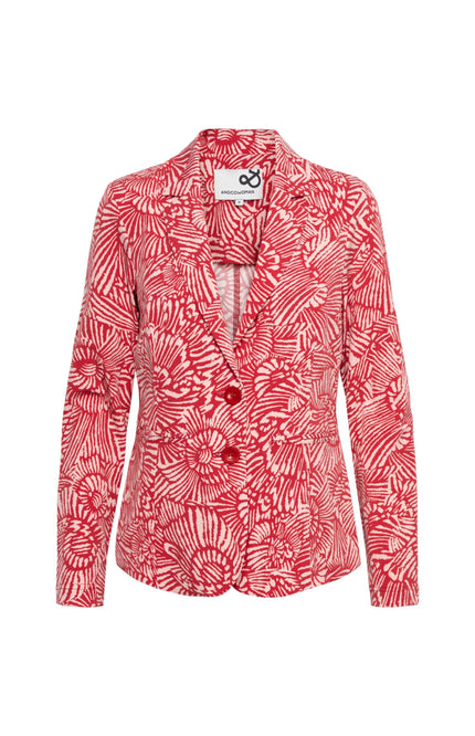 &Co woman Travel Blazer Phileine Fossil Flower Stone Red Multi BZ172 Stretchshop.nl