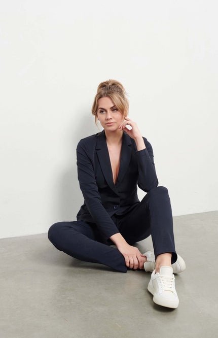 &Co woman Travel blazer phileine navy Stretchshop.nl