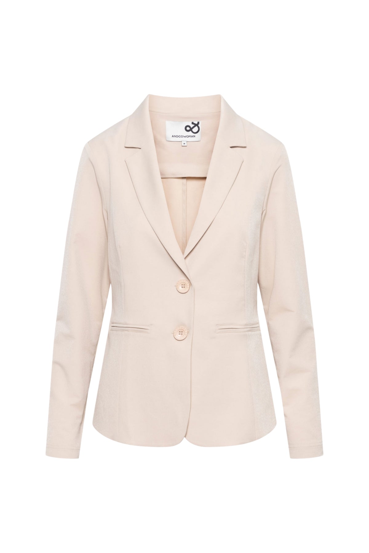 Licht beige Travel Blazer Phileine van &Co woman, geschikt voor reizen, met een stijlvolle, comfortabele pasvorm.
