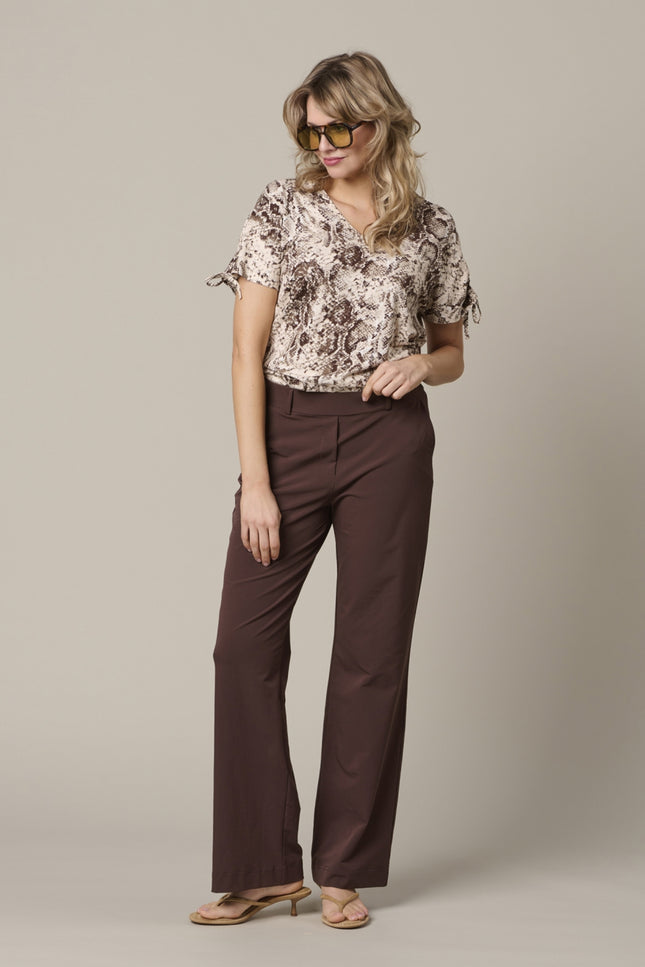 &Co woman Travel Broek Patrice Chocolate PA264 Stretchshop.nl