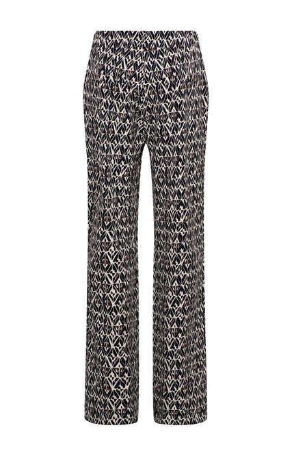 &Co woman Travel Broek Patrice Graphic Black Multi PA391 Stretchshop.nl