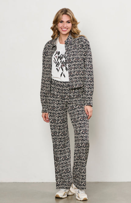 &Co woman Travel Broek Patrice Graphic Black Multi PA391 Stretchshop.nl