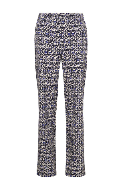 &Co woman Travel Broek Patrice Graphic Navy Multi PA391 Stretchshop.nl