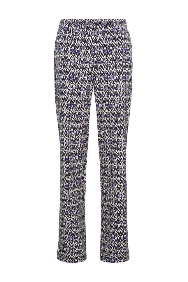 &Co woman Travel Broek Patrice Graphic Navy Multi PA391 Stretchshop.nl