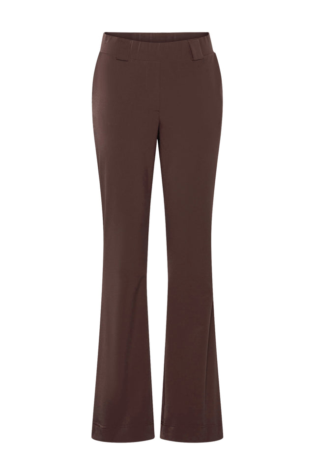 &Co woman Travel Broek Penelope Flare Chocolate PA203-1 Stretchshop.nl