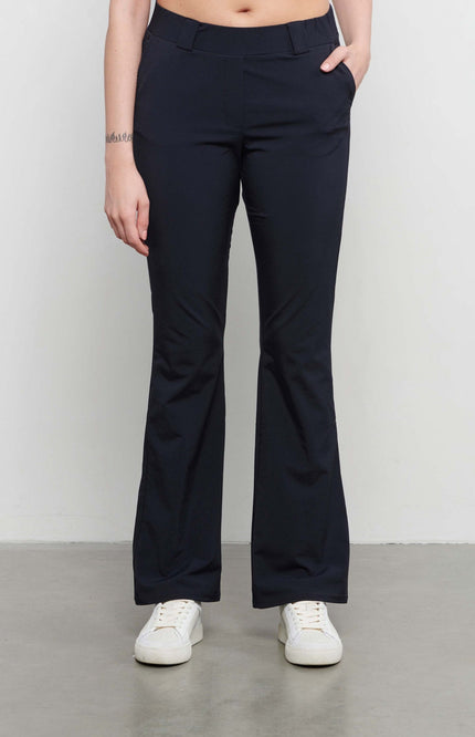 &Co woman Travel broek penelope flare navy Stretchshop.nl