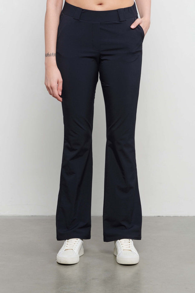 &Co woman Travel broek penelope flare navy Stretchshop.nl