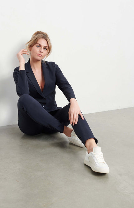 &Co woman Travel broek penny navy Stretchshop.nl