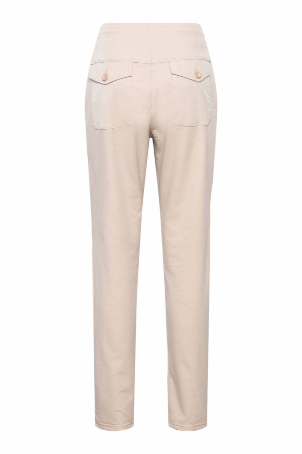 Lichtgewicht reisbroek Penny Sand van &Co woman, comfortabel en stijlvol, zichtbaar in de afbeelding.