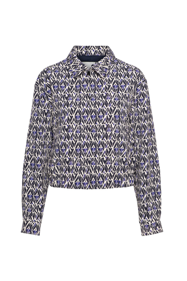&Co woman Travel Jacket Paloma Graphic Navy Multi JA134 Stretchshop.nl