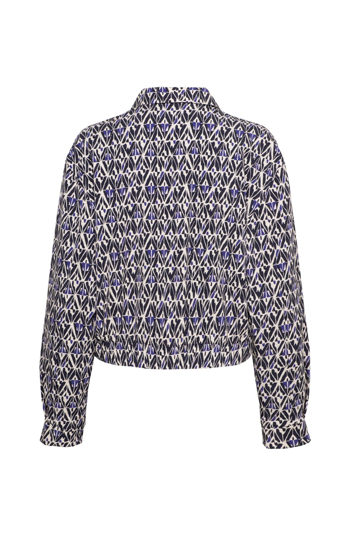 Lichte reisjas voor dames met grafisch navy multi-design van &Co Woman, comfortabel en stijlvol voor onderweg.