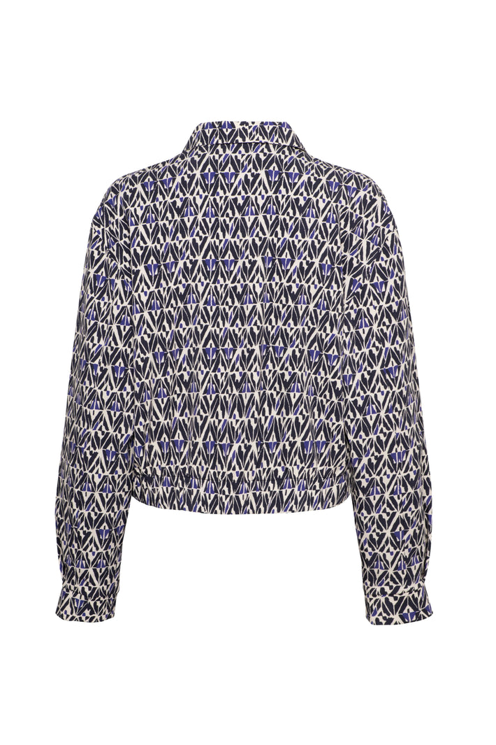 Lichte reisjas voor dames met grafisch navy multi-design van &Co Woman, comfortabel en stijlvol voor onderweg.