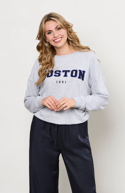 &Co woman Trui Boston Grey Melange SW125 Stretchshop.nl