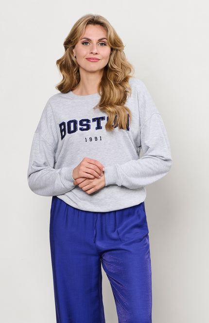 &Co woman Trui Boston Grey Melange SW125 Stretchshop.nl