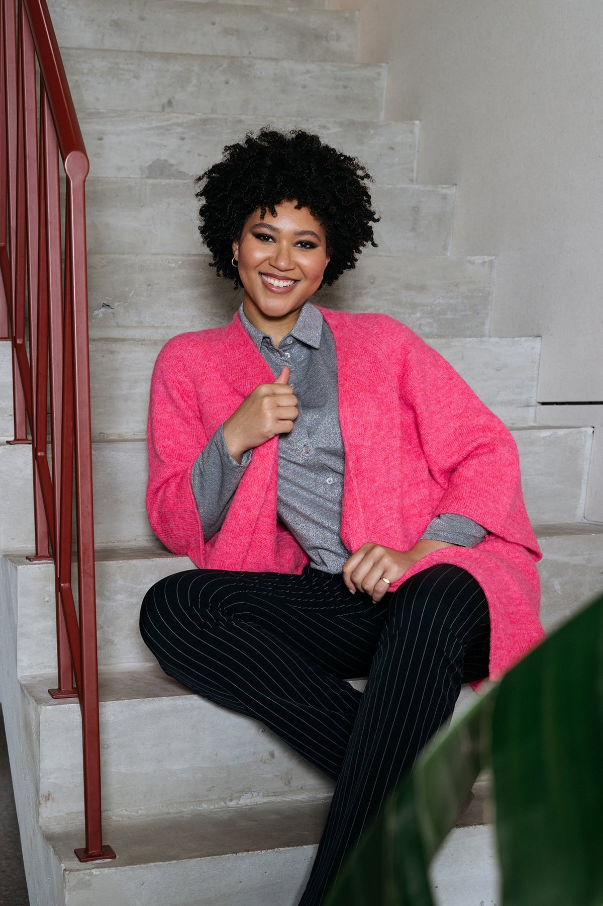 Roze vest voor dames van &Co Woman, model Berlin, casual stijl met zachte stof en moderne pasvorm.