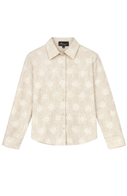 Elvira Casuals Blouse Falon Striped Creme Stretchshop.nl