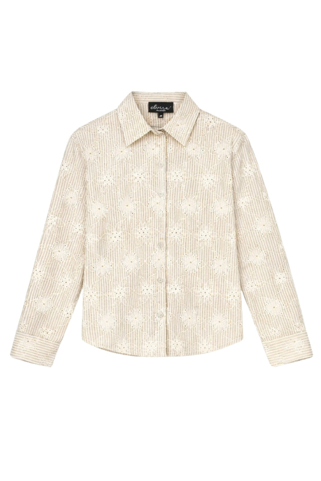 Elvira Casuals Blouse Falon Striped Creme Stretchshop.nl